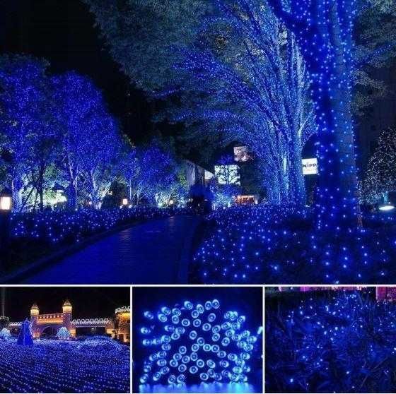 Новорічна гірлянда з флешом 65 м 1000 LED ГОЛУБА