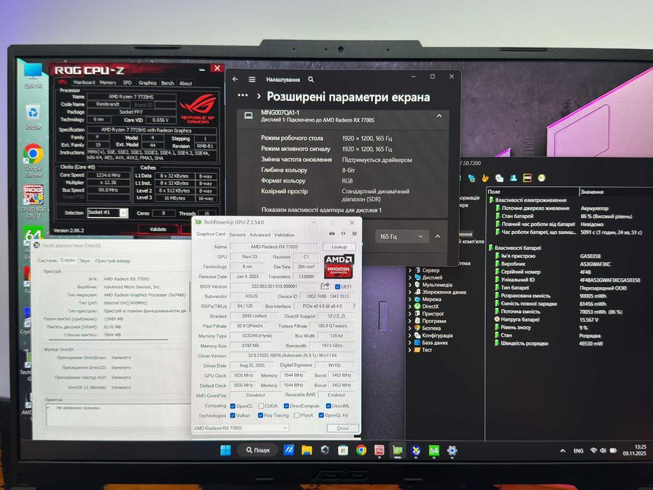 Asus Tuf A16, rx7700s 8gb, ryzen 7-7735, 165 hz, ddr5