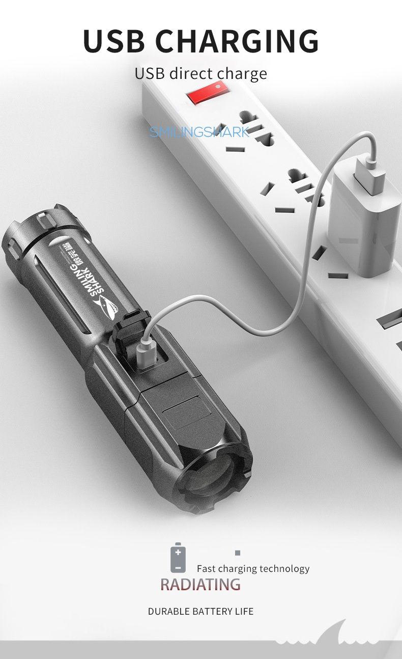 Потужний LED ліхтарик акамуляторний із зарядкою від USB
