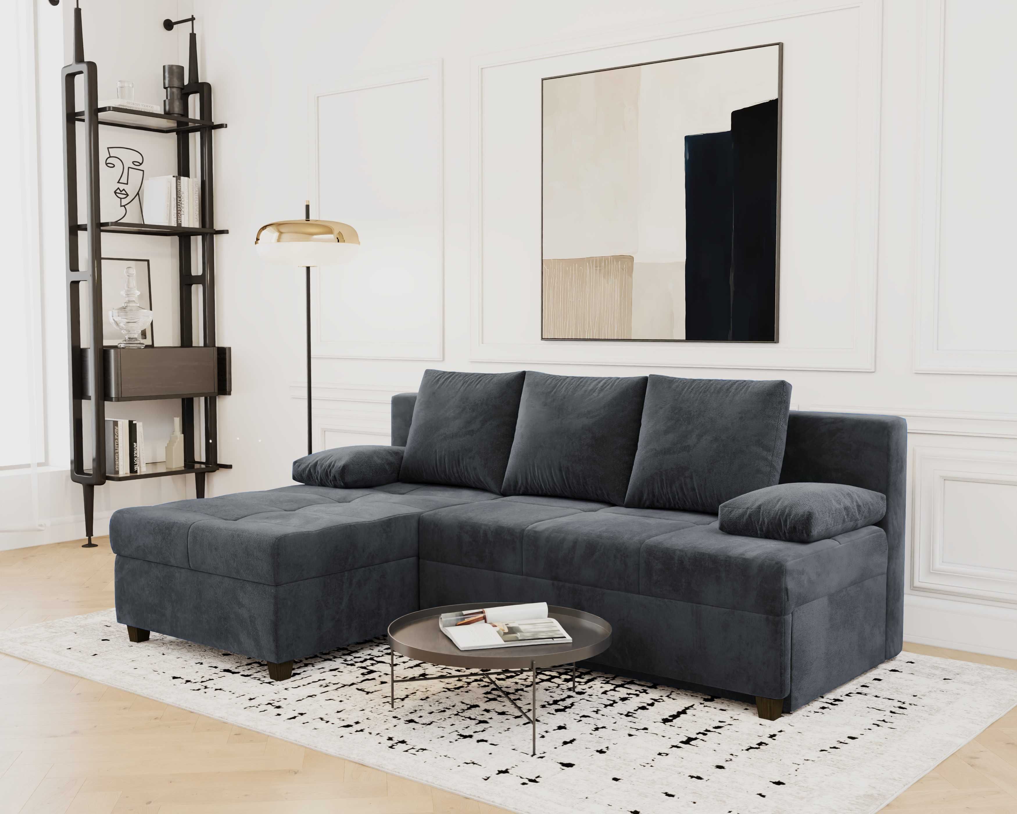 Świetny narożnik MINI LUX 2 z funkcją spania pojemnik sprężyny STYLUX