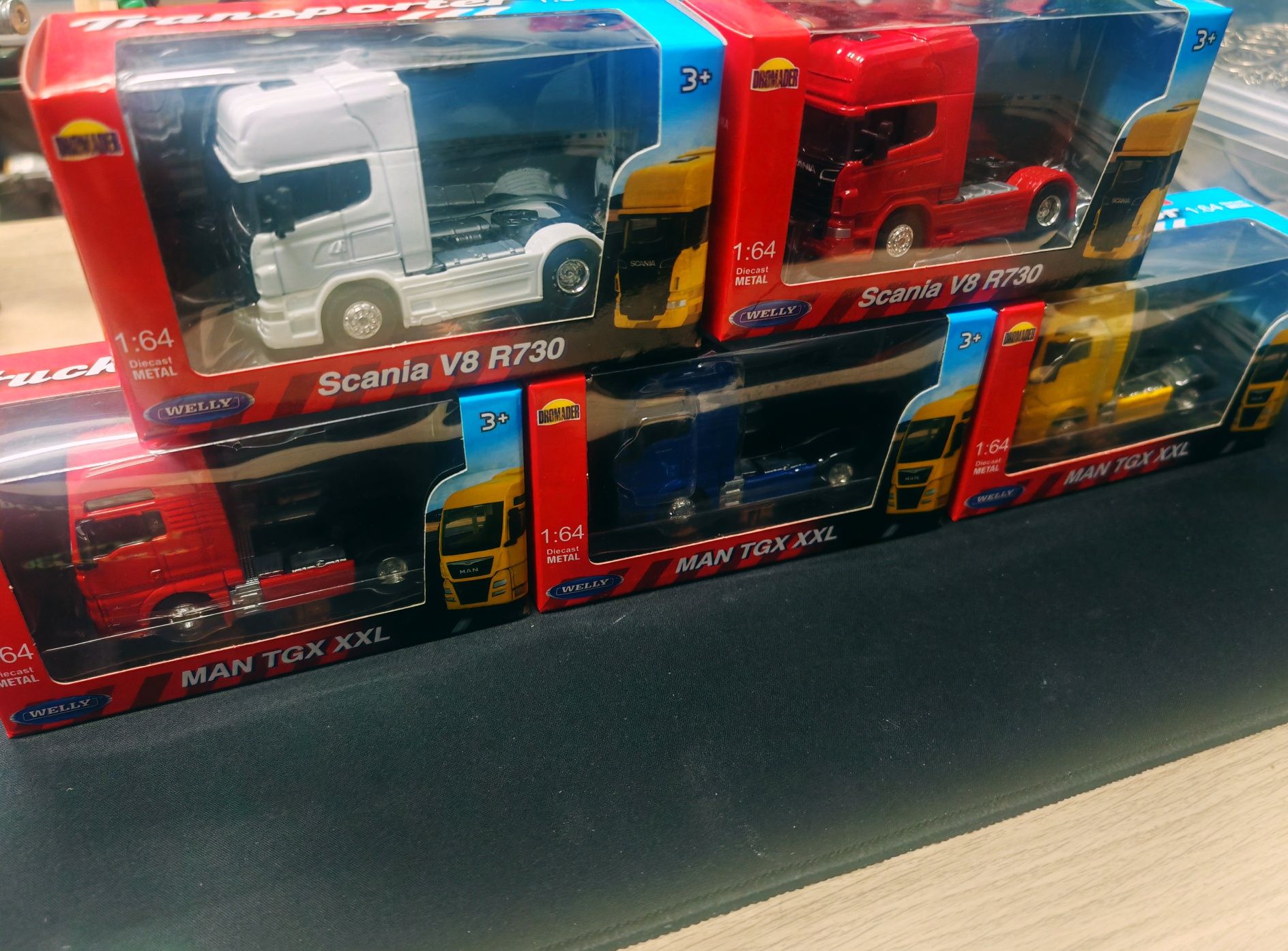 5x ciężarówka Welly Dromader Scania V8 R730 + MAN TGX XXL