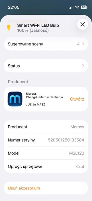 Żarówka kolorowa Meross MSL120 2 sztuki - Apple Homekit
