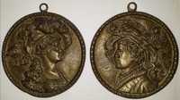 medaliony mosiężne para szlachecka