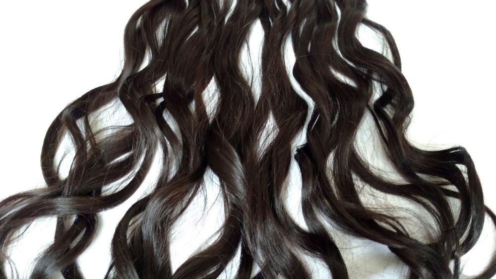 Волосы для наращивания на леске 60см шоколадно коричневый цвет