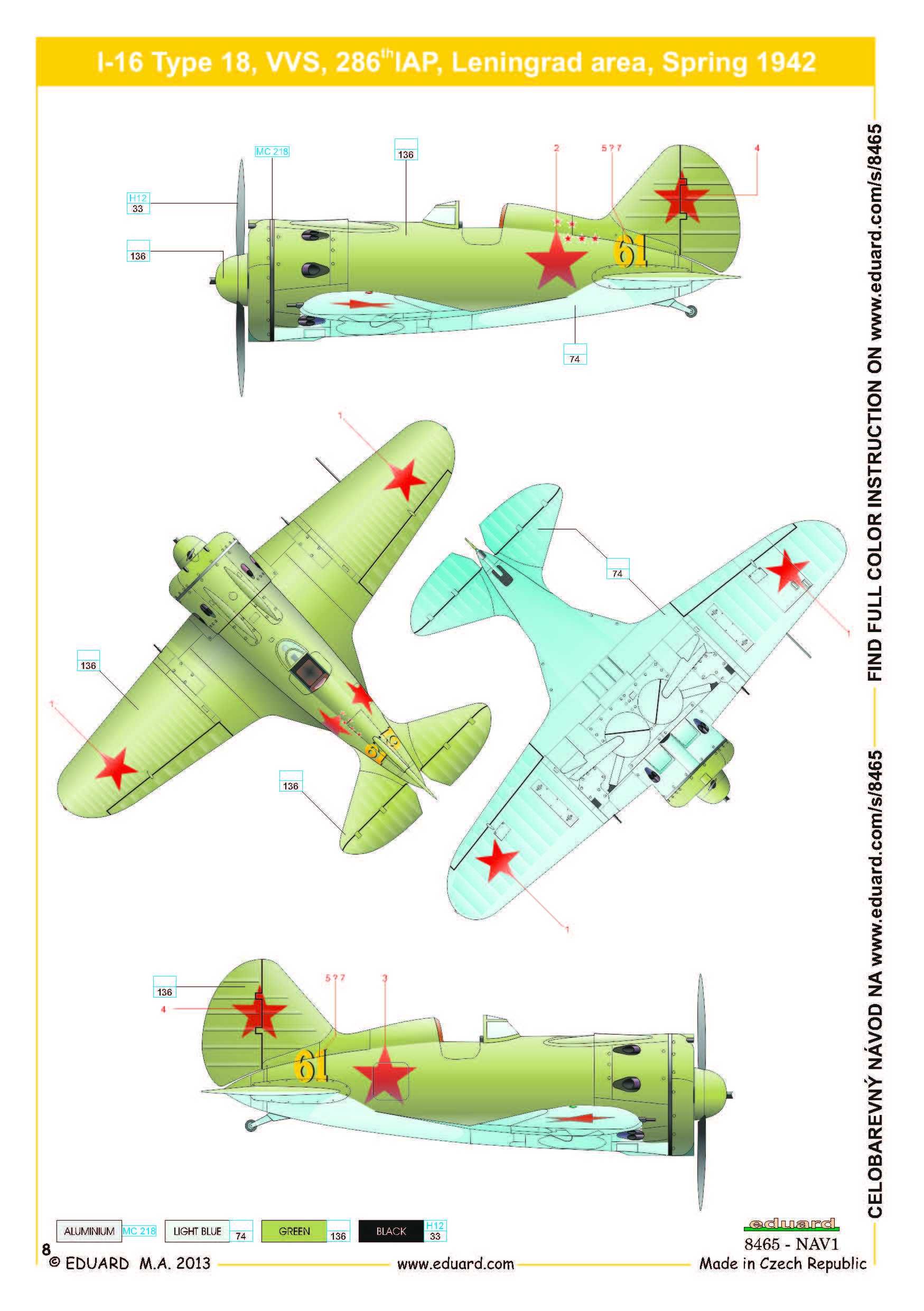 EDUARD 1/48 I-16 Type 18 Weekend Edition