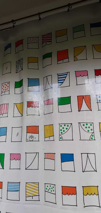 Zasłonki bawełniane krótkie wzór Okna