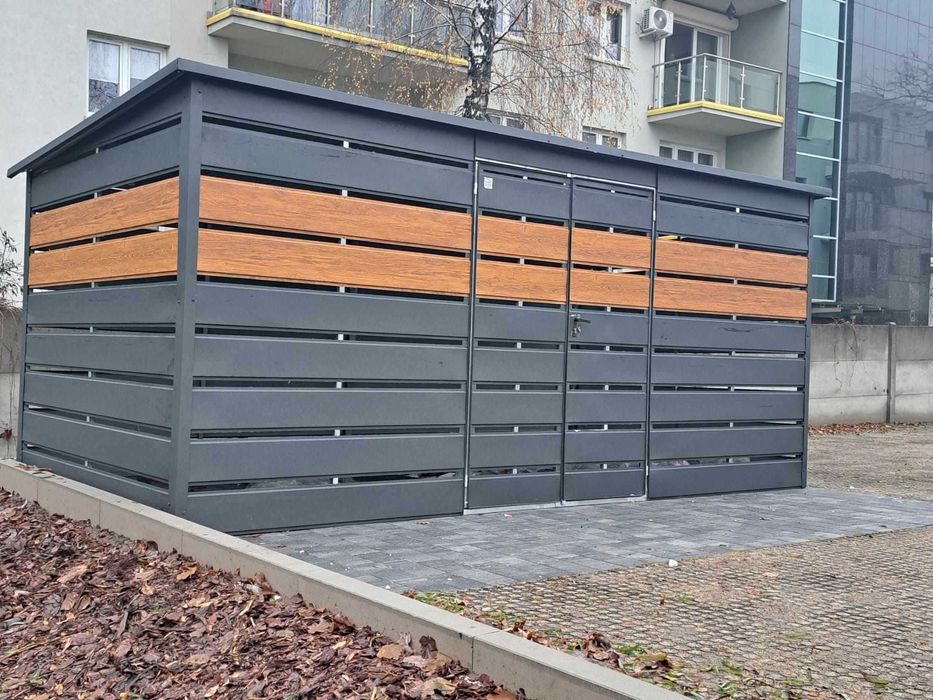 Śmietnik, wiata śmietnikowa, altana panelowa, schowek na rowery