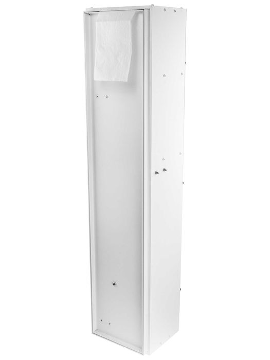 Szafka podtynkowa, schowek na szczotkę WC - papier poziomo, biała.
