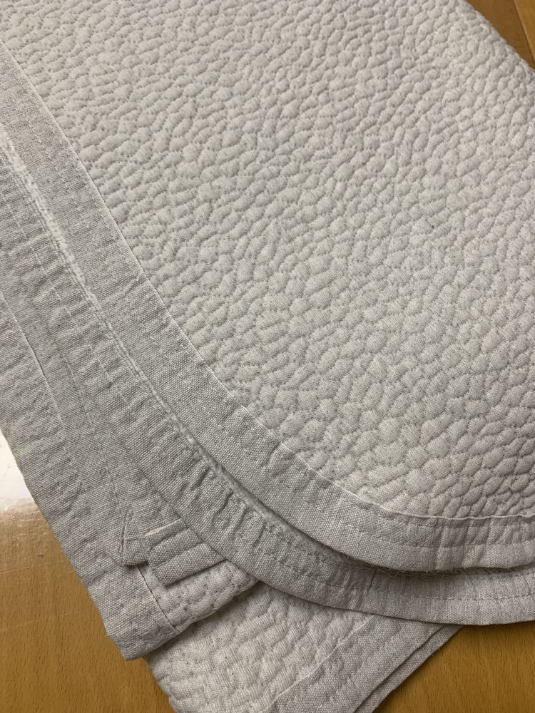 Colcha  cama casal de algodao cinza claro