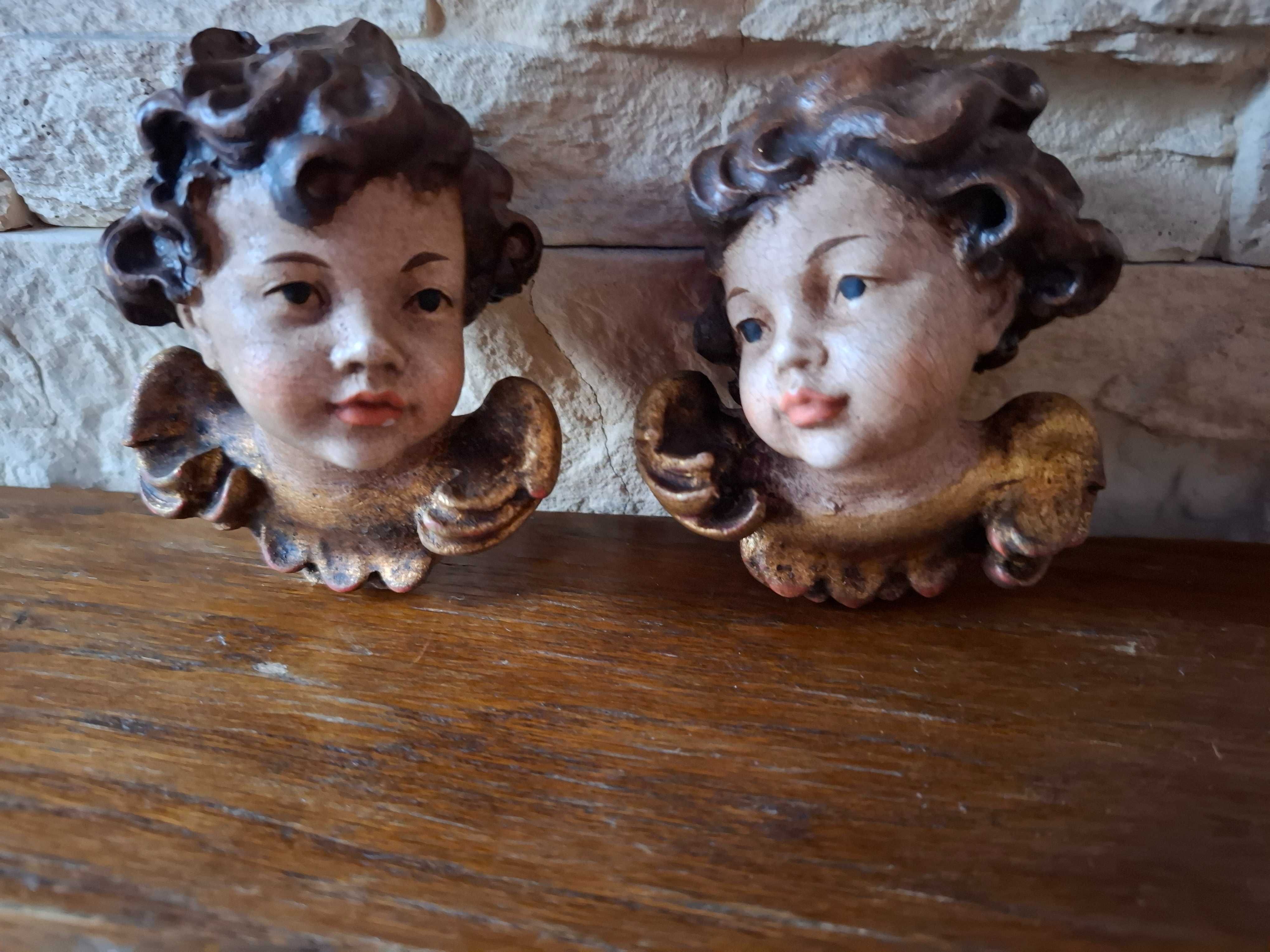 Aniołki Putto, Amorki w polichromii, rzeźba w drewnie