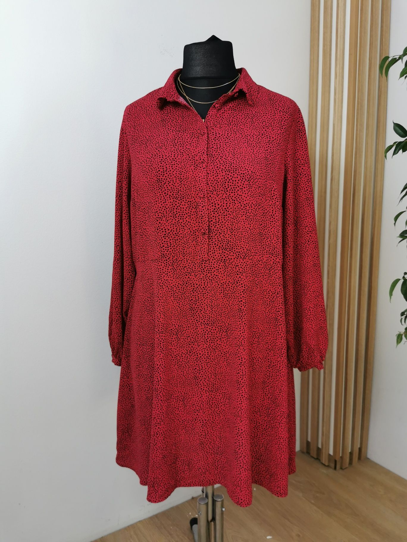 Sukienka w kropki, rozpinana, do karmienia, papaya, r. 44, 16, XXL
