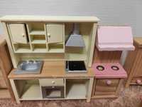 Мебель для кукол Кухонная мебель шкаф стол кровать деревянные миниатюр