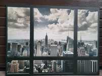 New York Widok z Okna Wieżowce - Obraz na płótnie 120x90 cm