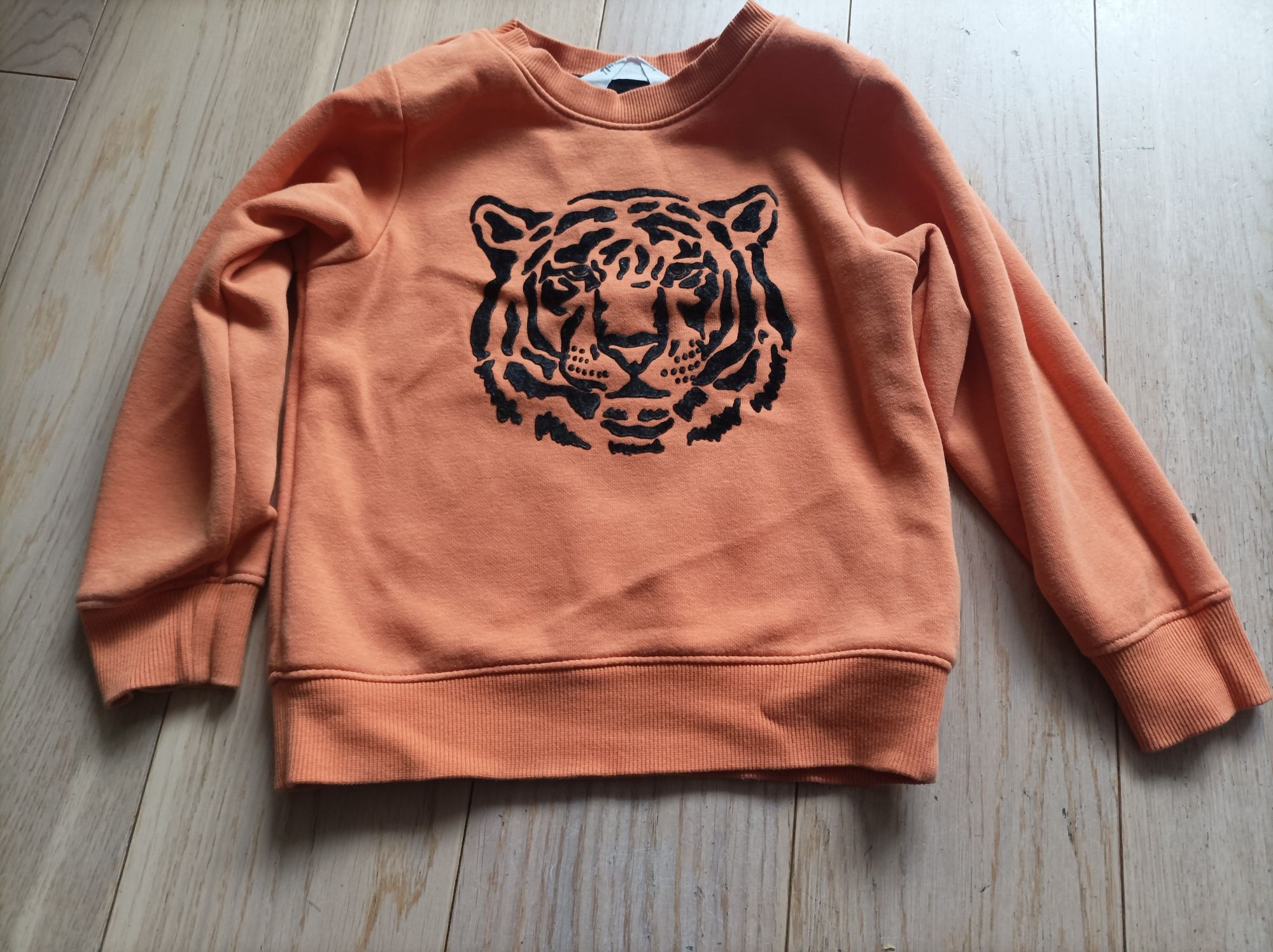 Bluza chłopięca H&M rozmiar 98/104 kolor pomarańczowy z tygrysem.