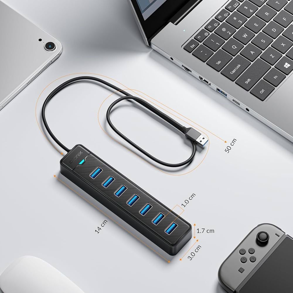 Hub USB-A x7 USB-C x1