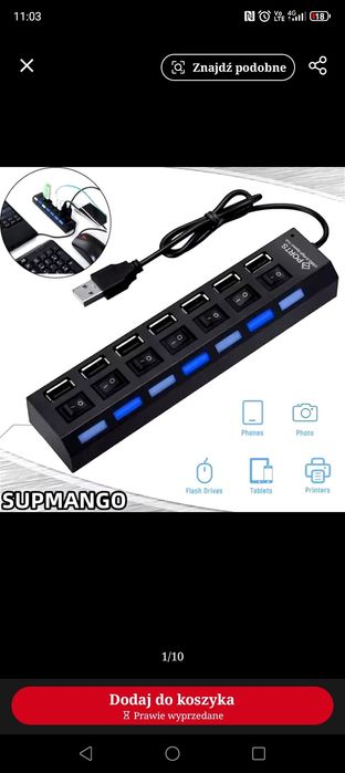 Hub USB 7 niezależnych portów.