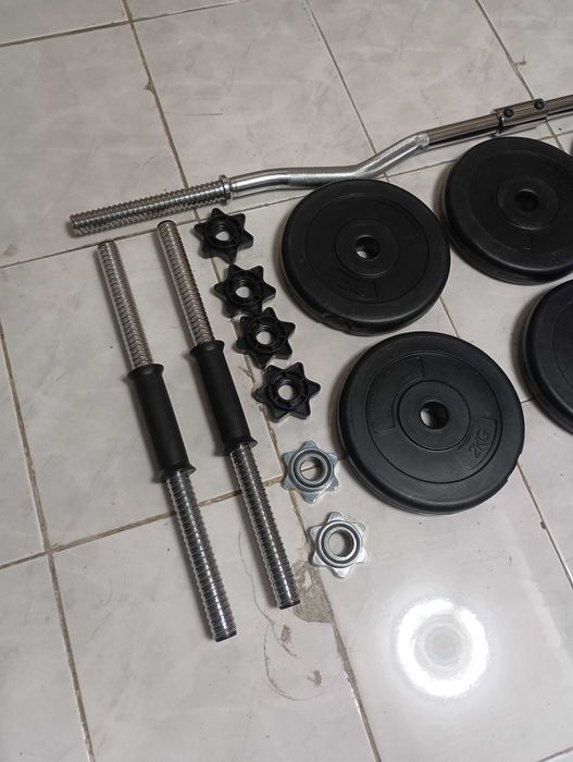 Barra de Musculação com Halteres