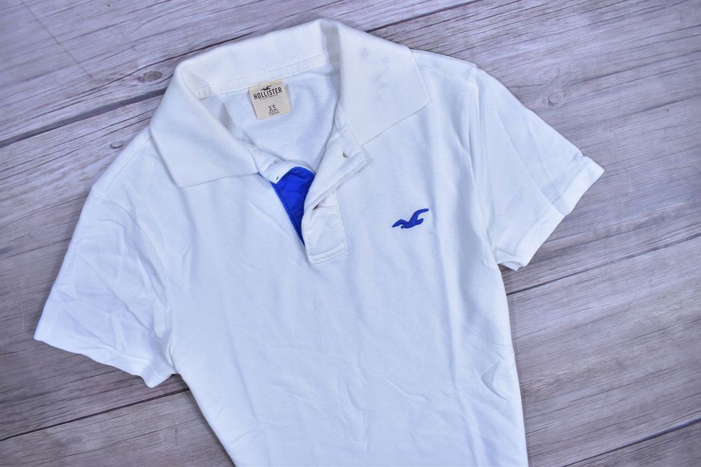 Hollister Biała Logowana Koszulka Polo / Xs