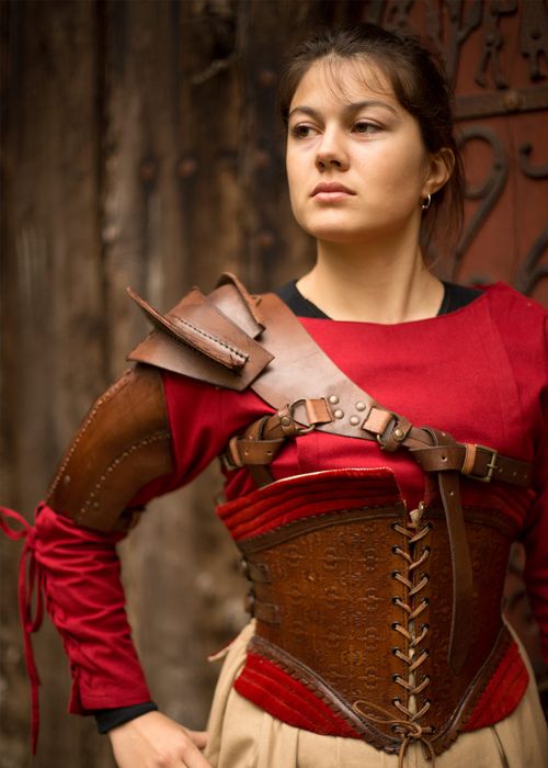 Naramienniki, Brązowe, Skórzane Naramienniki Larp - Bm