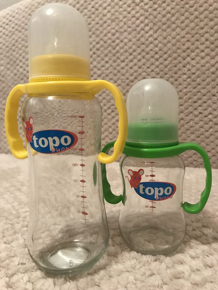 Скляні пляшечки для годування topo на 120 мл та 240 мл