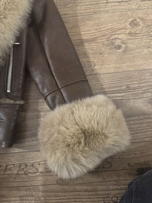 PREMIUM OKAZJA ! Nowy luksusowy kożuch ramoneska (shearling) M