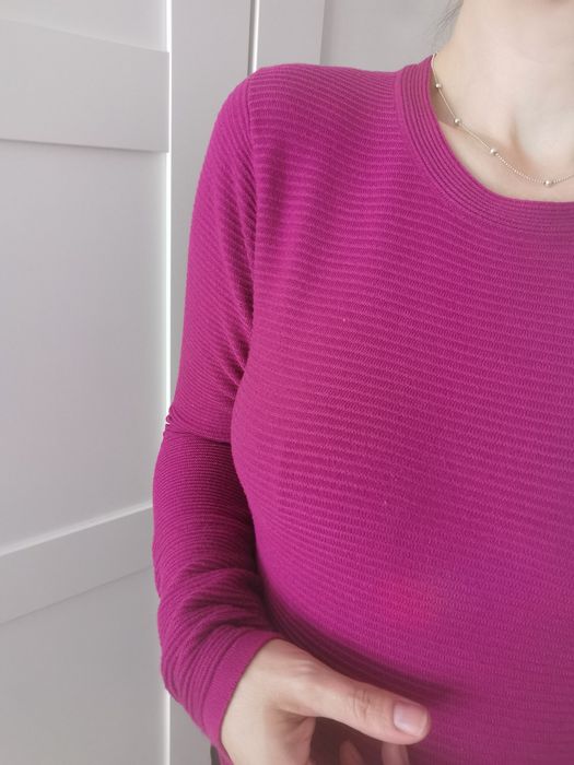 Bluzka różowa fuksja z wiskozy sweter S M 38  ciepły