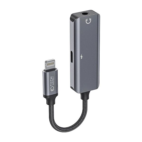 Adapter Tech-Protect UltraBoost audio Lightning (męski) / mini jack 3.