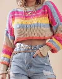 Blusa tricot colorida neon