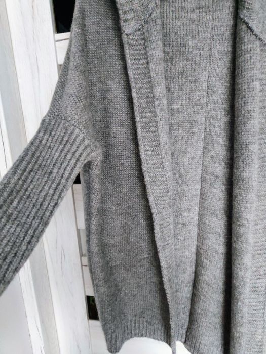 Długi sweter kardigan szary melanż rozmiar uniwersalny