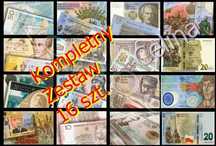 NISKIE NUMERY 16 szt !!! KOMPLETNY Zestaw Banknotów Kolekcjonerskich