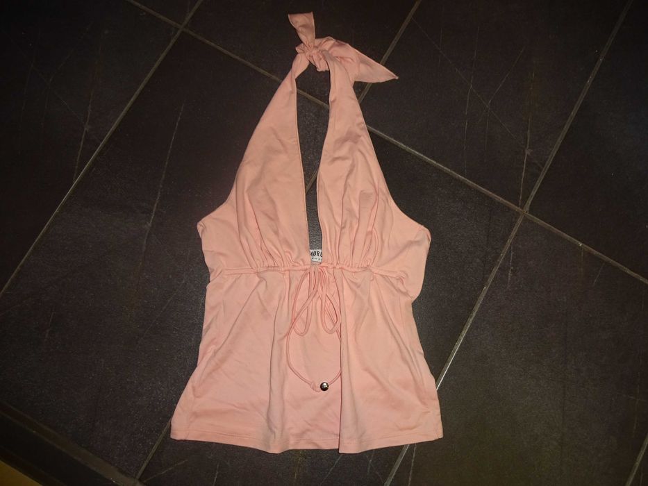 MORGAN DE TOI jasno różowa pastelowa bluzka wiązana na szyji top