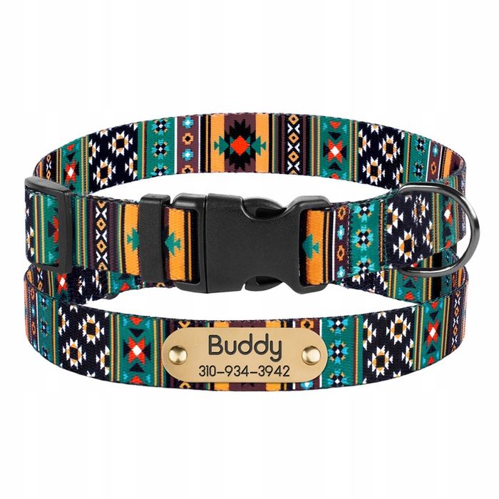 Wzorzysta Obroża Dla Psa Zielony Rozmiar S