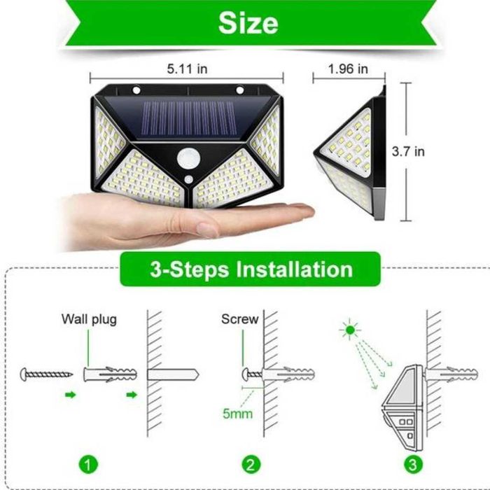 Luz exterior solar 100 LED's