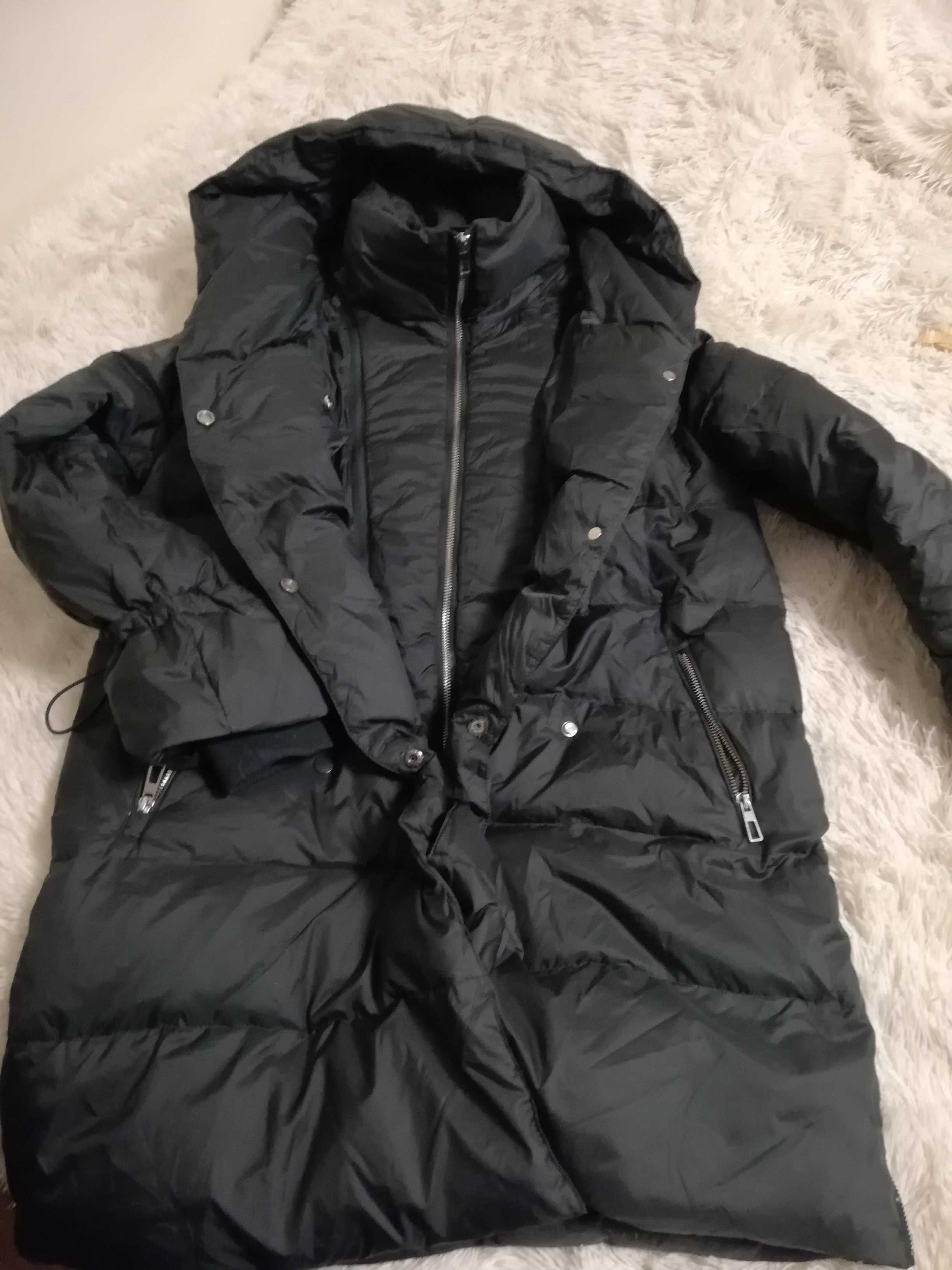 parka puchowa Zara S M 36 38 zielona płaszcz puchowy Zara S M 36 38