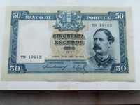 nota de 50$00 1953 Ch7  Fontes Pereira de Melo,Bela rara neste  estado