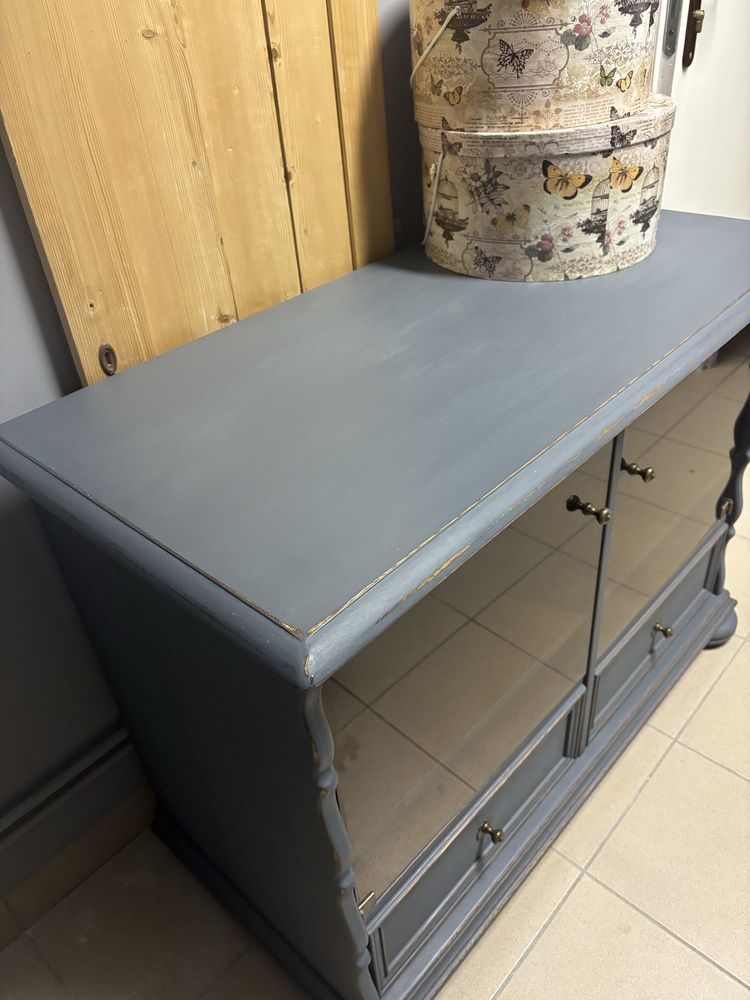 Szafka pod telewizor komoda szara grafit loft Shabby retro