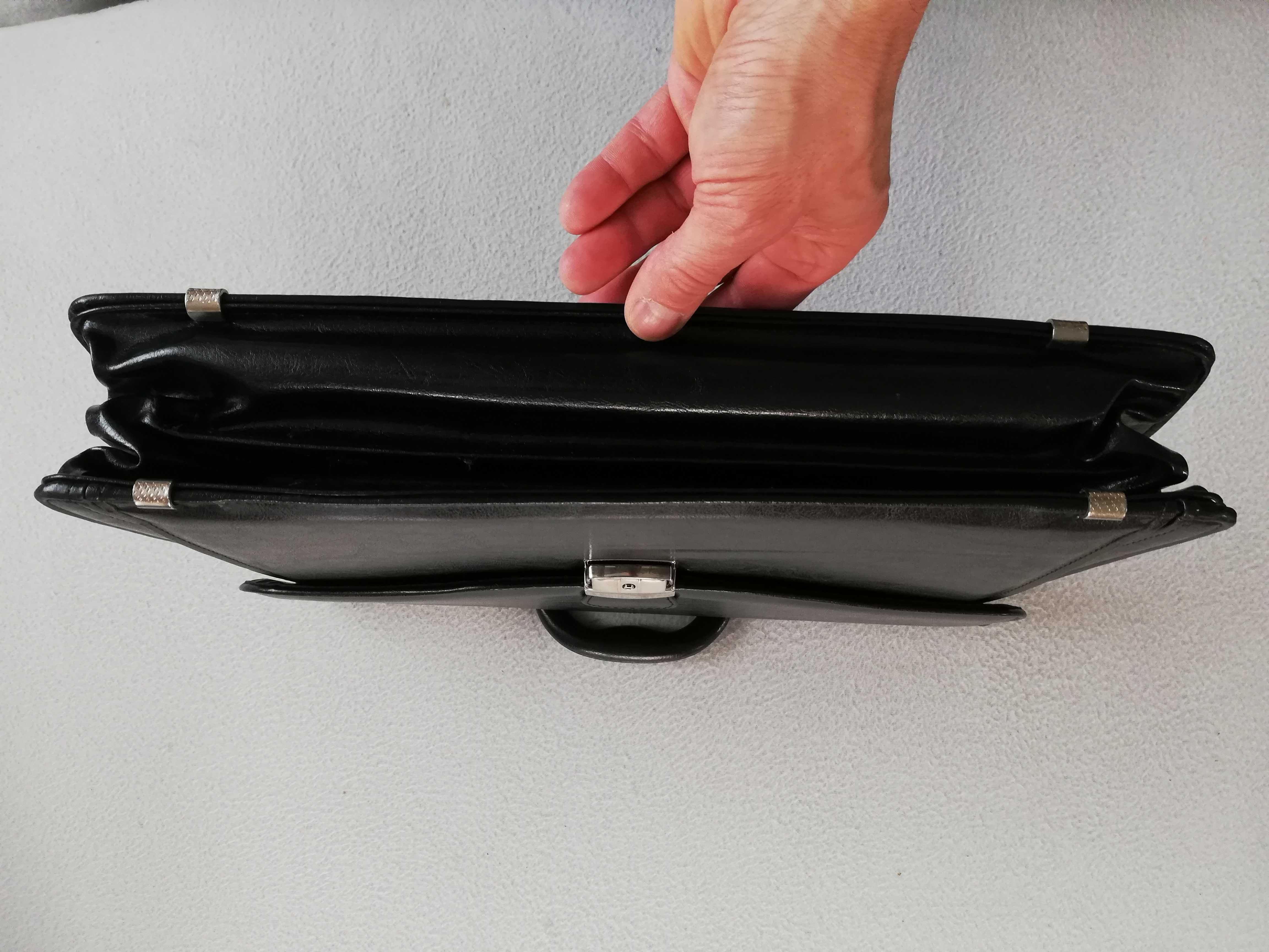 Aktówka męska czarna skórzana