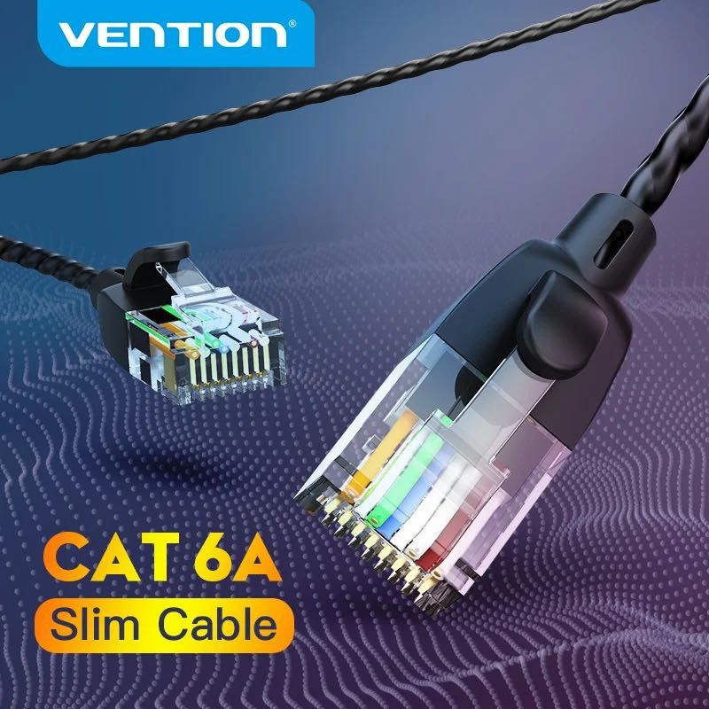 Плоский Ethernet патч-корд кабель 3 м Vention Cat6A RJ-45 10 Гбит/с
