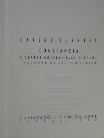 Constância e Outras Novelas Para Virgens de Carlos Fuentes - 1ª Edição