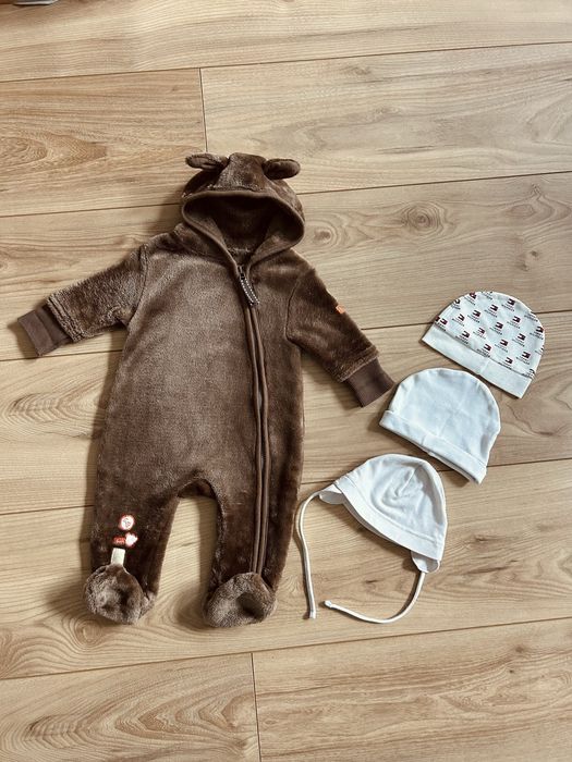 Kombinezon miś z uszkami i czapeczki dla noworodka 56