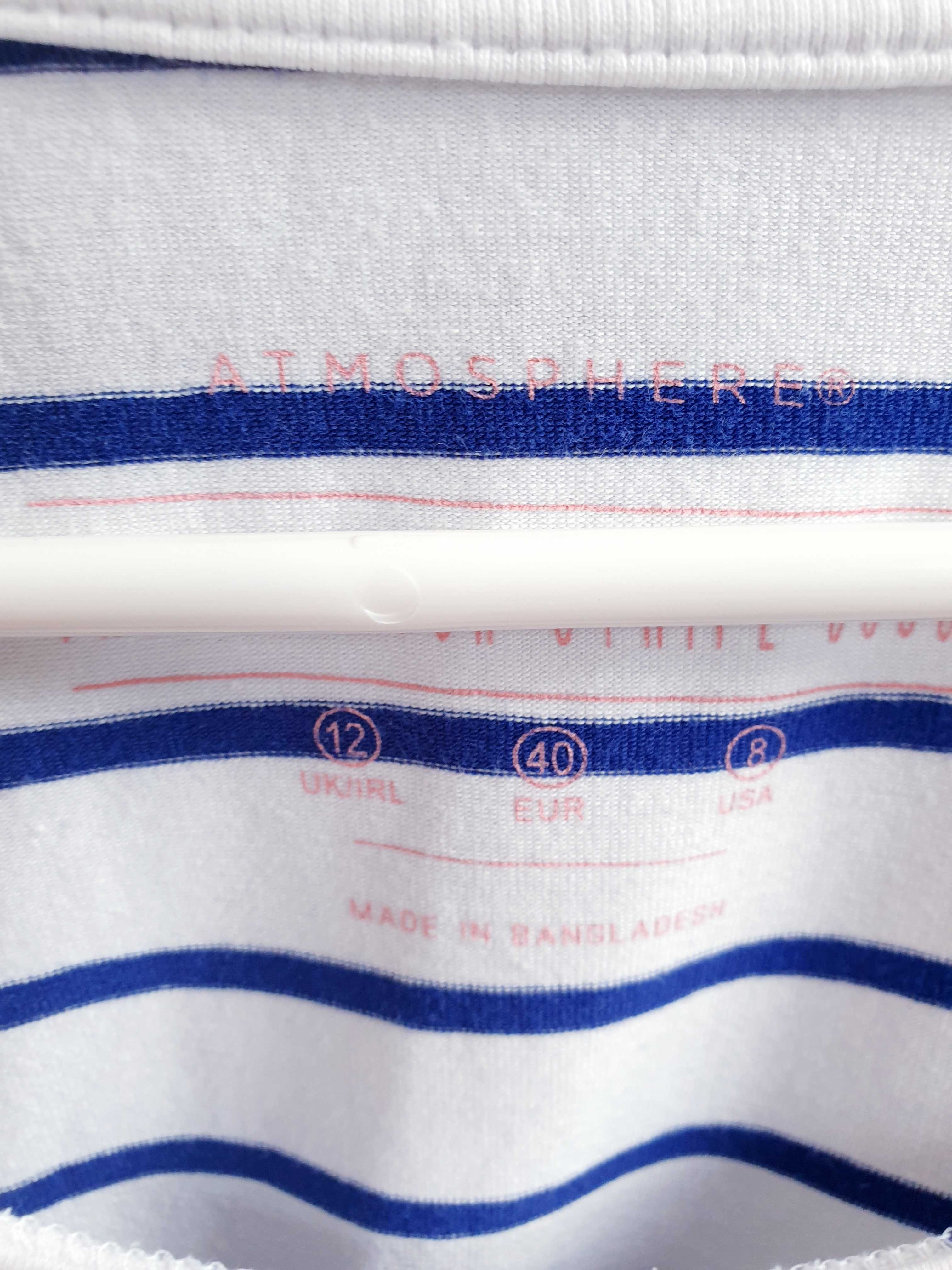 Biała koszulka t-shirt w niebieskie paski Atmosphere 38 40