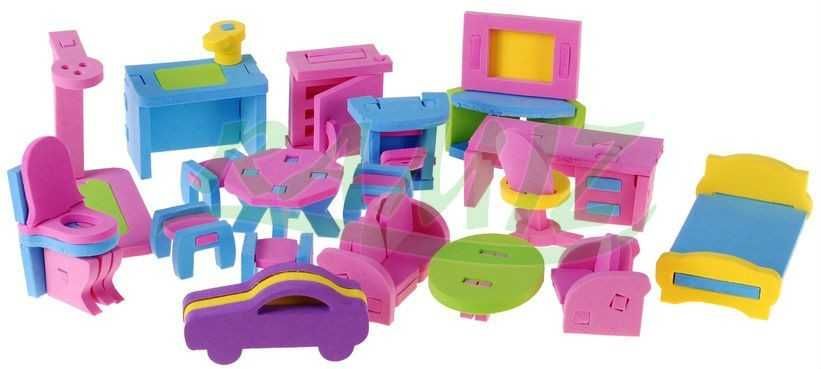 Domek dla lalek z autkiem duży, puzzle piankowe 3D Ramiz