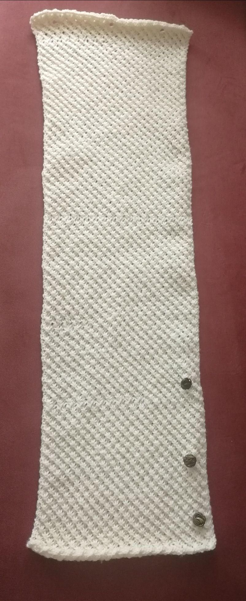 Komin wełniany, handmade, kremowy