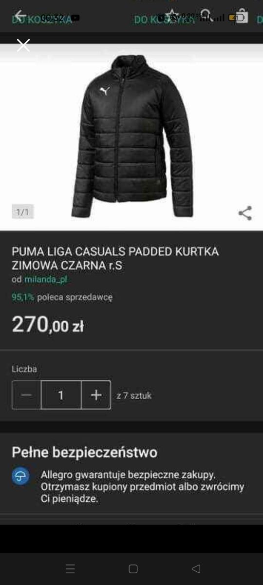 Nowa kurtka Puma Liga Padded rozmiar S