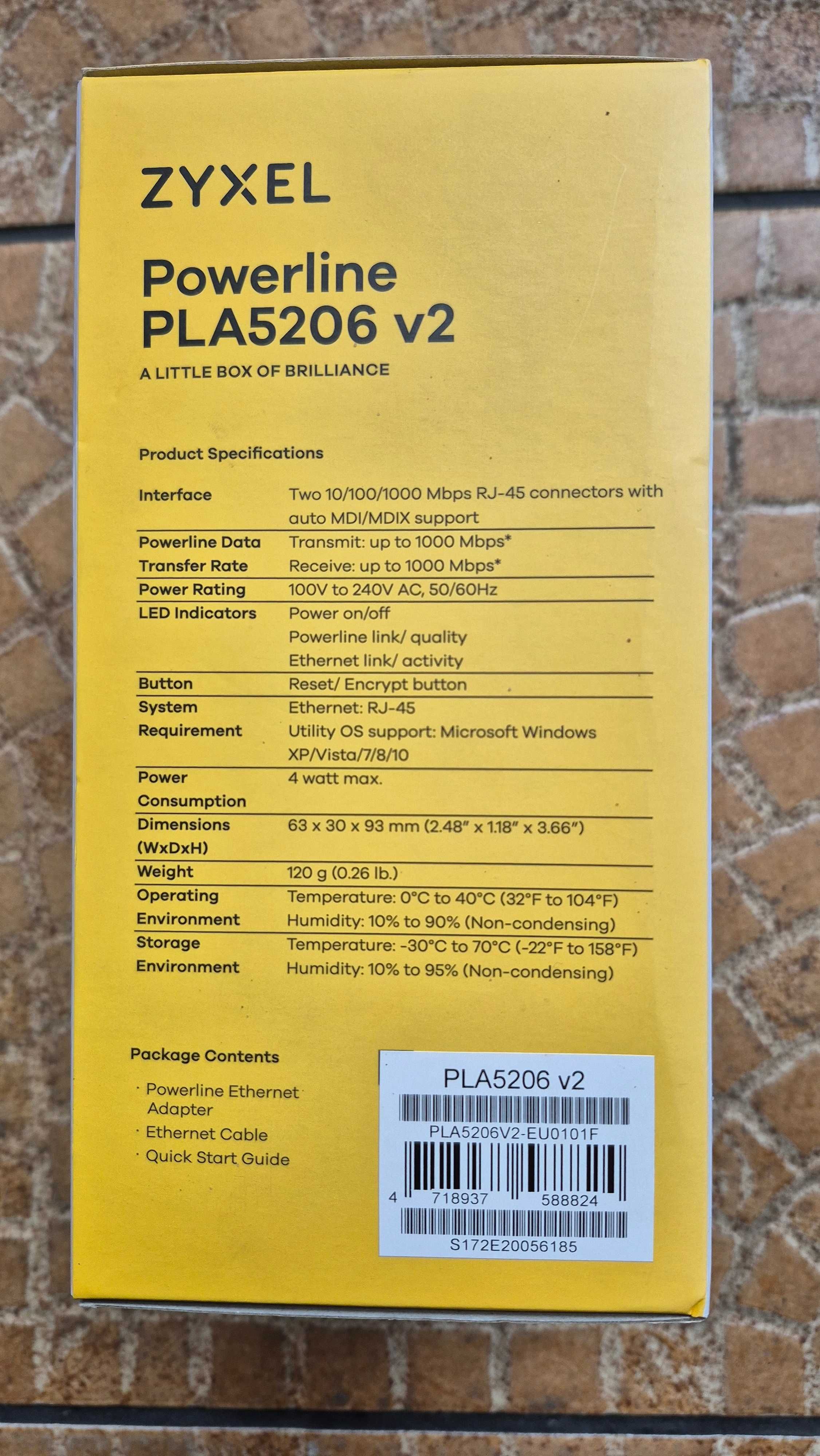 Zyxel Powerline PLA5206 v2 1000 Mbps Adapter Sieciowy - Nowy!