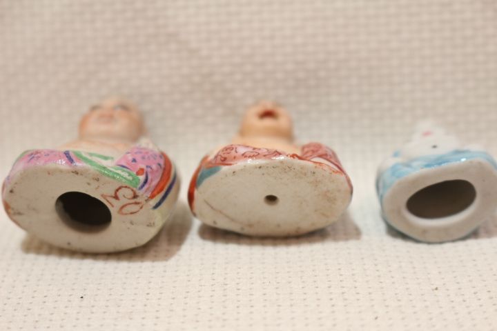 3 Pequenos Budas Sorridente Porcelana Chinesa Fina XX