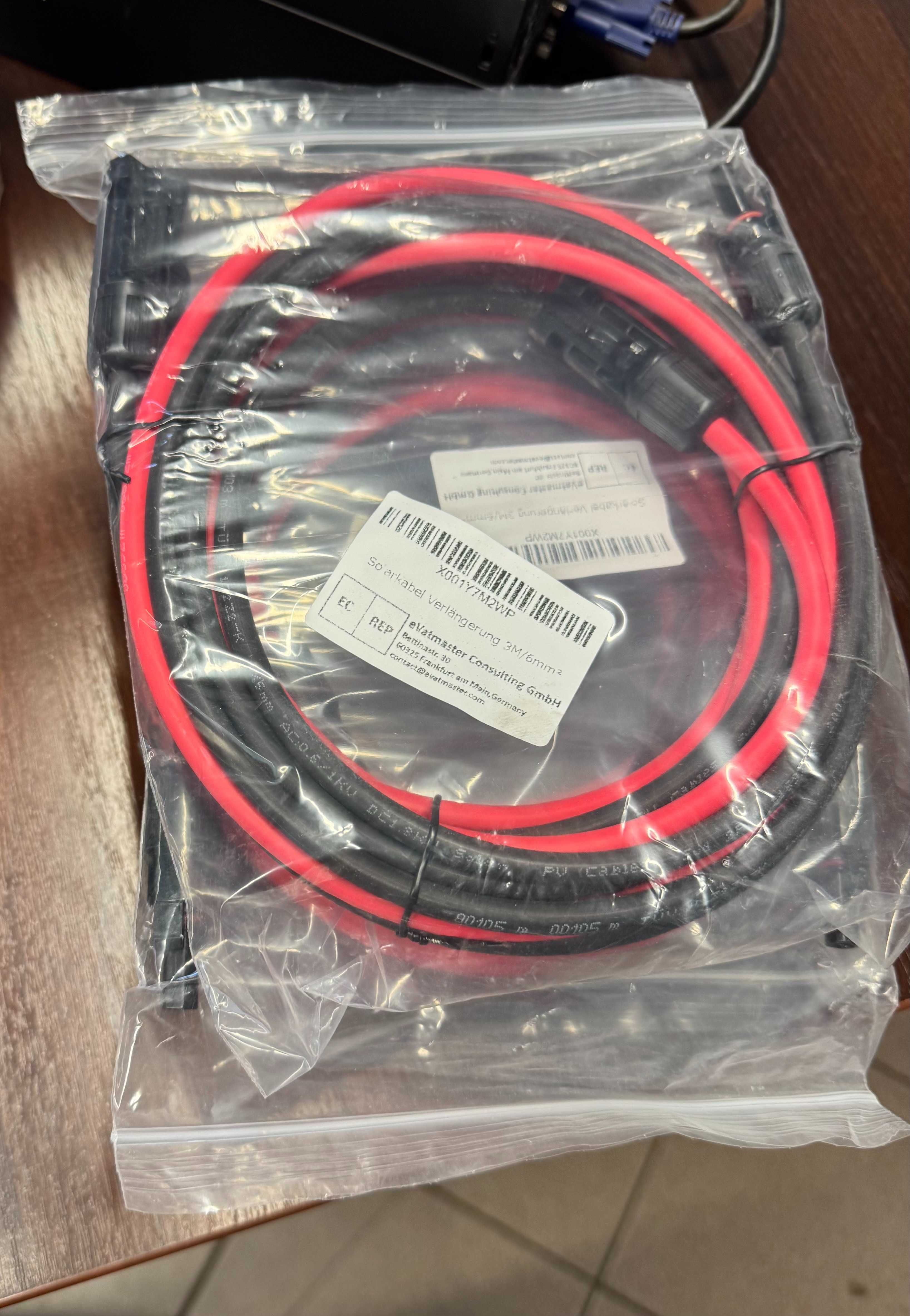Kabel solarny z wtyczkami 3M/6mm2