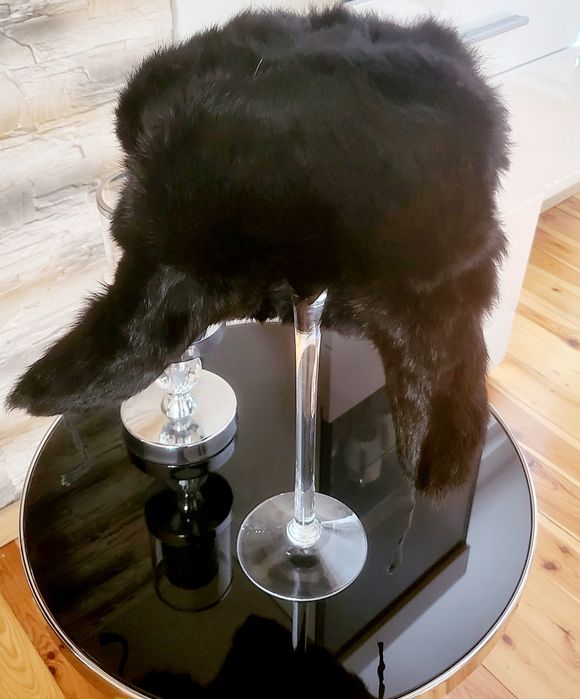 Czapka uszatka z królika 100%