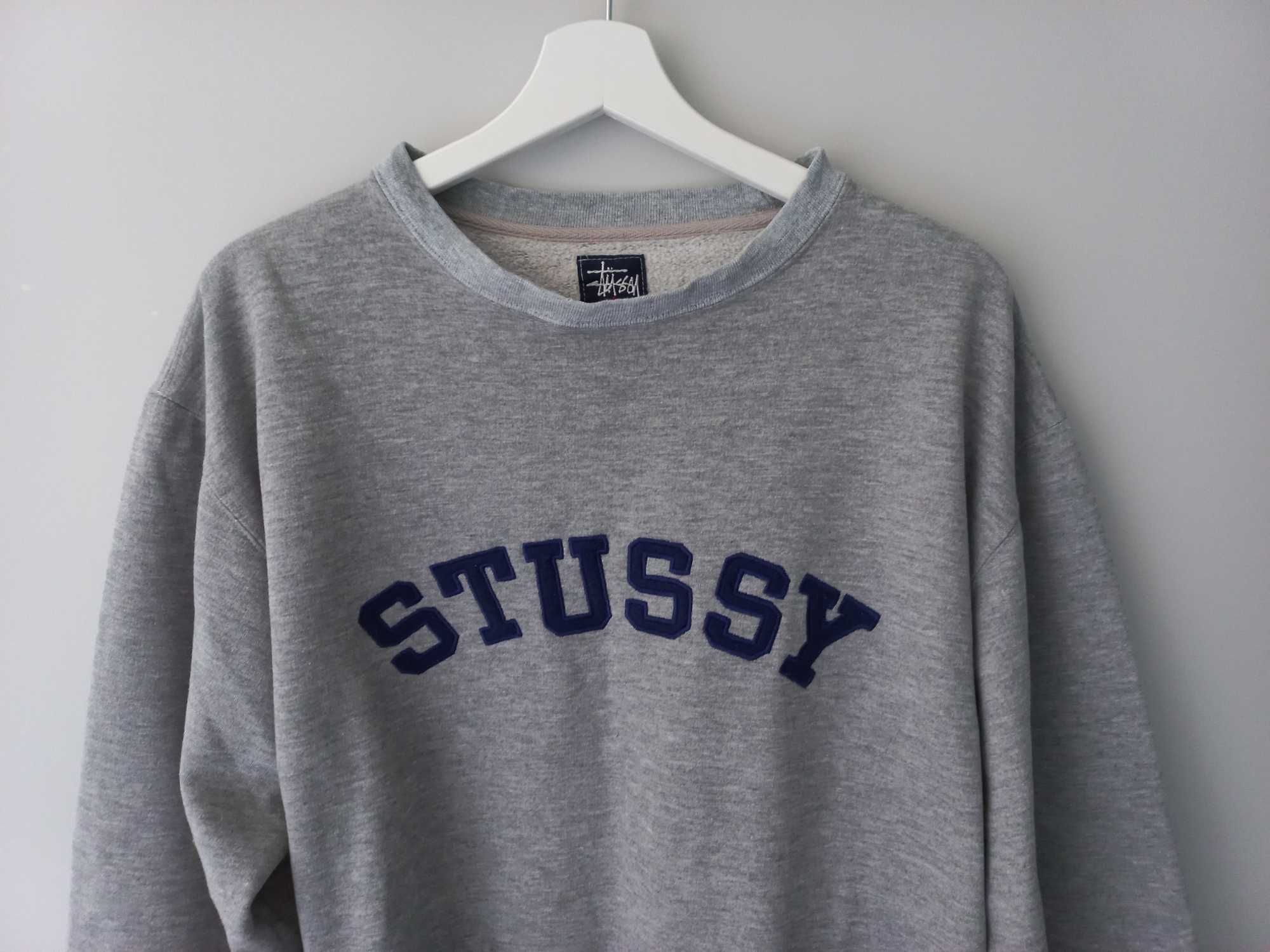 Stussy grey hoodie crewneck streetwear y2k vintage drill drip