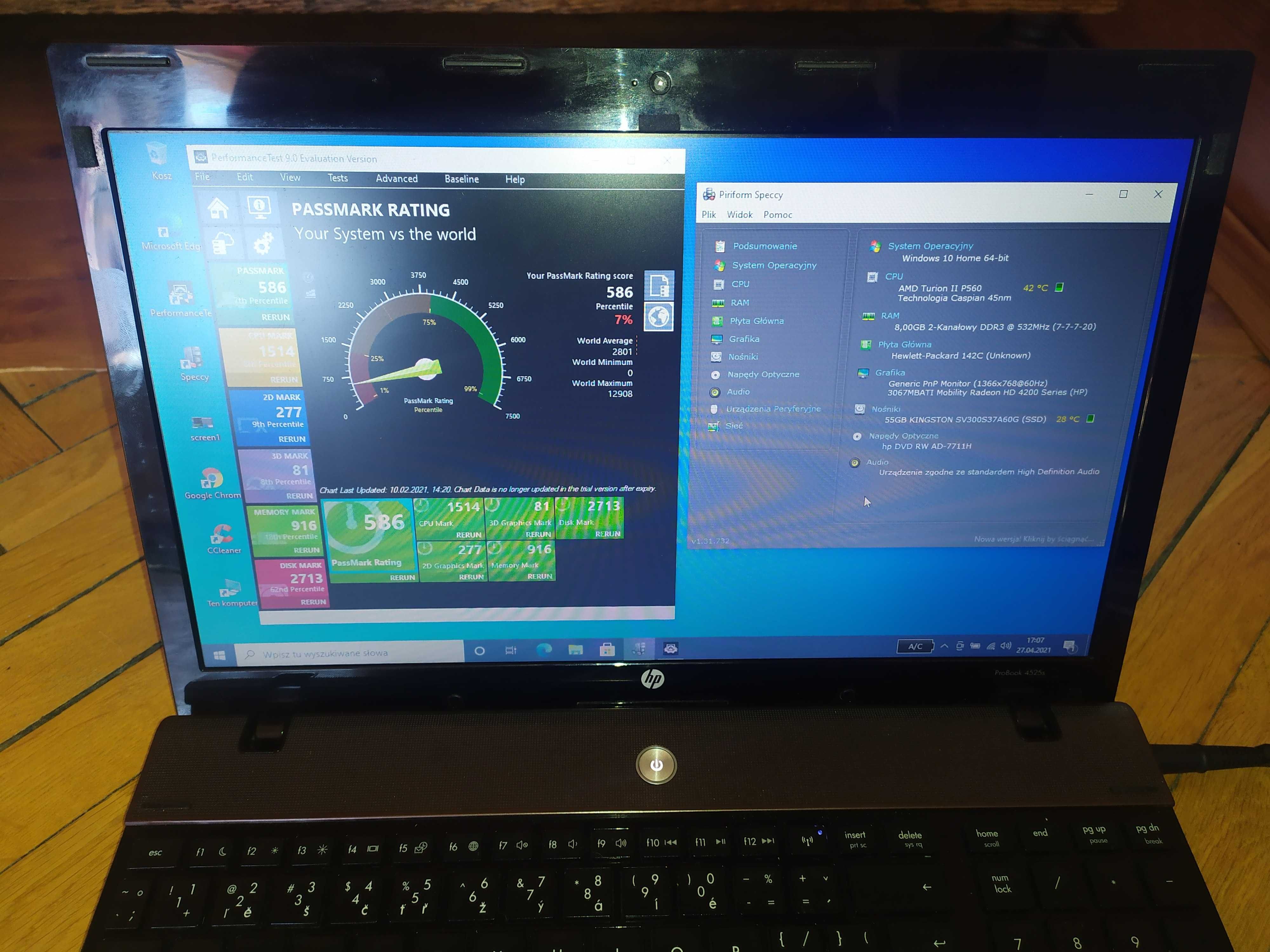 Laptop 15.6 HP ProBook 4525s AMD 2x ATI Radeon HD Win10 SSD HDMI nauka